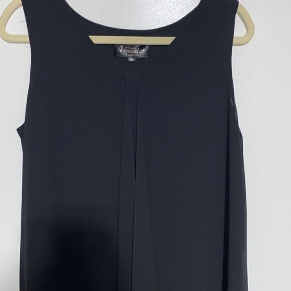 Amanda Womens Chiffon Midi Dress Sleeveless Scoop Neck Black Medium - Picture 4 of 9